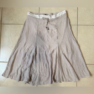 B.Wear Women’s XL Cream Elastic Waist Crochet Detail Lined Midi Skirt